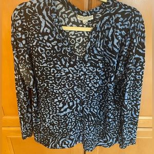 Dana Buchman - Animal Print Blue Top Blouse